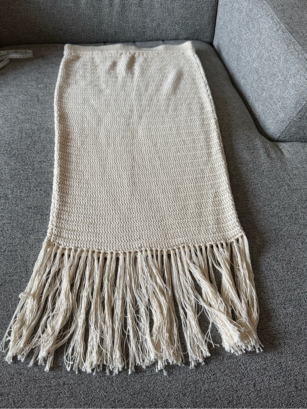 H&M Cream Knit Fringe Pencil Skirt - Picture 4 of 4